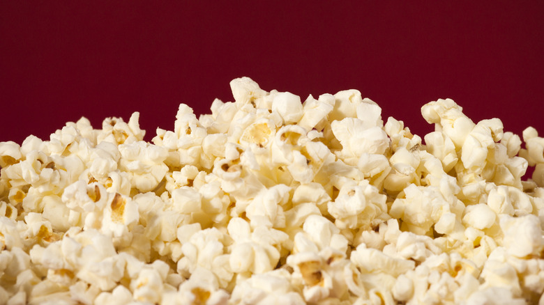Closeup of popped popcorn