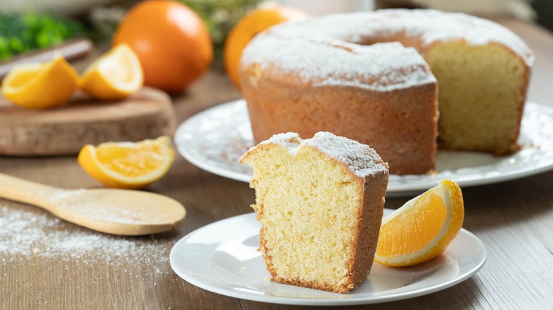 Slice of cake on plate