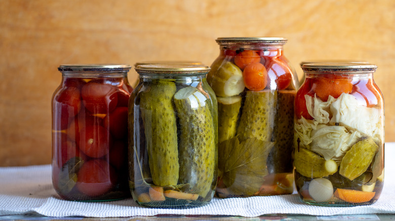 Variety of homemade pickles