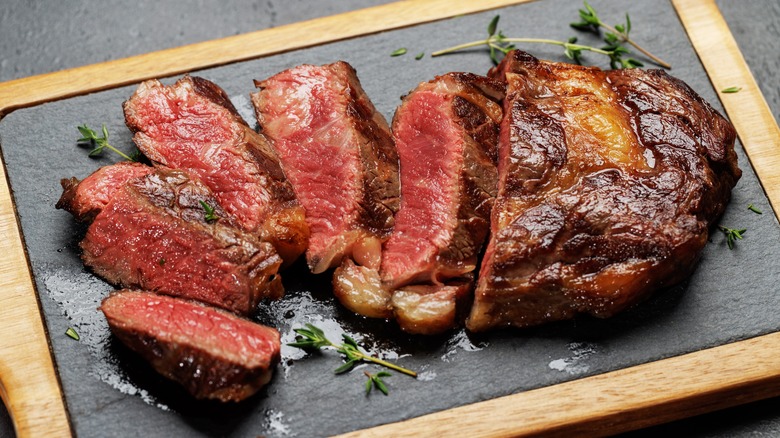 Perfectly-seared ribeye steak