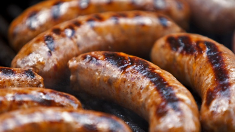 Italian sausages on the grill