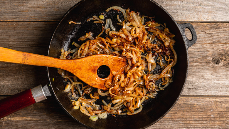caramelized onions in pan