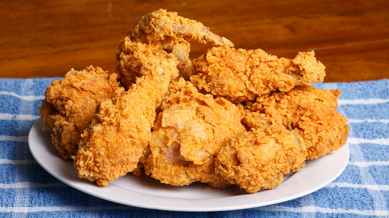 Plate filled with fried chicken