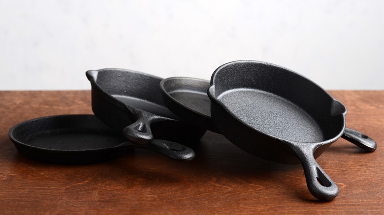 Collection of cast iron skillets