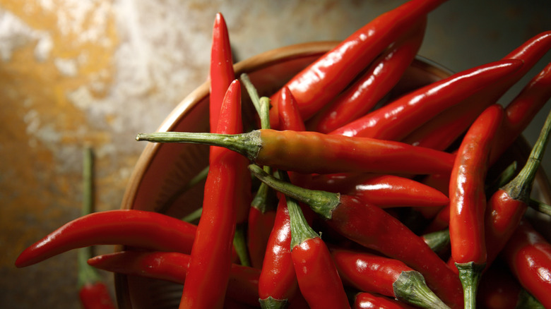 chili peppers in a bowl