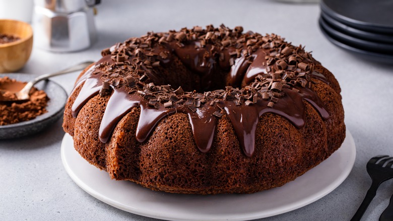 Chocolate Bundt cake with glaze
