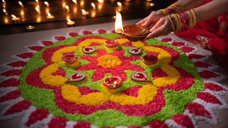 person observing Diwali traditions