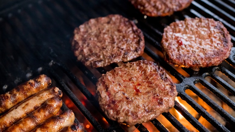 Hamburgers on a grill