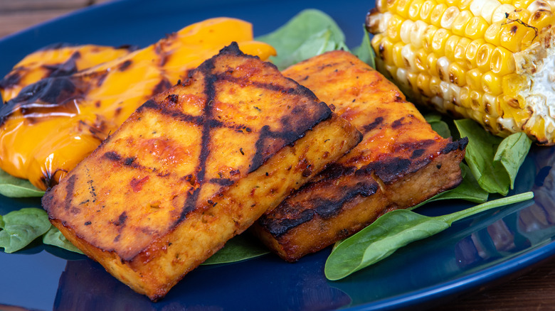 grilled tofu with corn