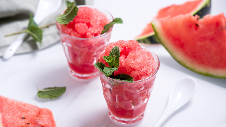 Watermeon granita in glasses