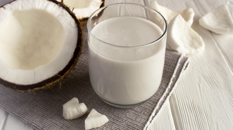 Coconut milk in a glass