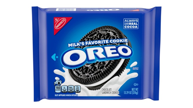 Blue package of Oreo cookies