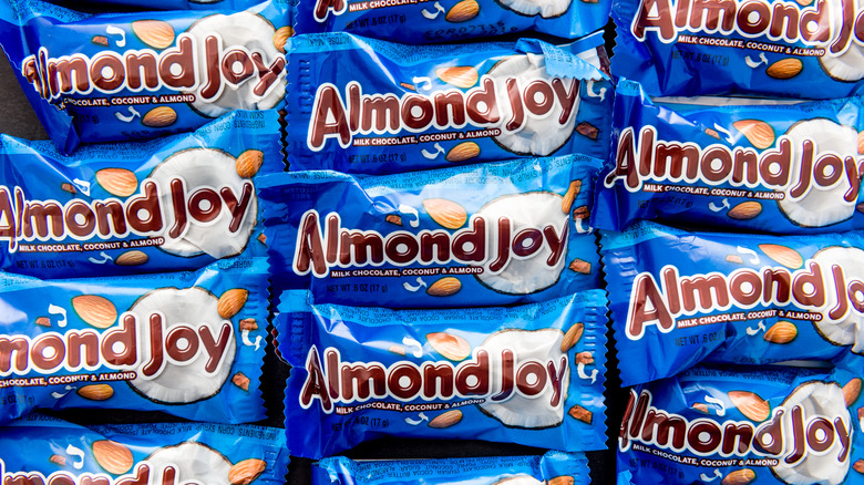 pile of fun-sized almond joy candy bars