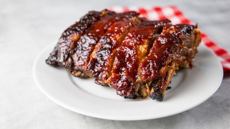 Baby back ribs rack on plate