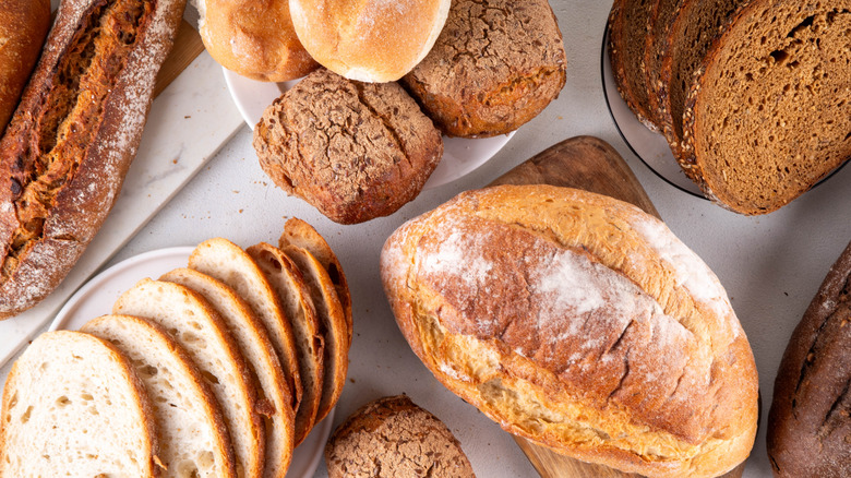 Loaves and slices of bread