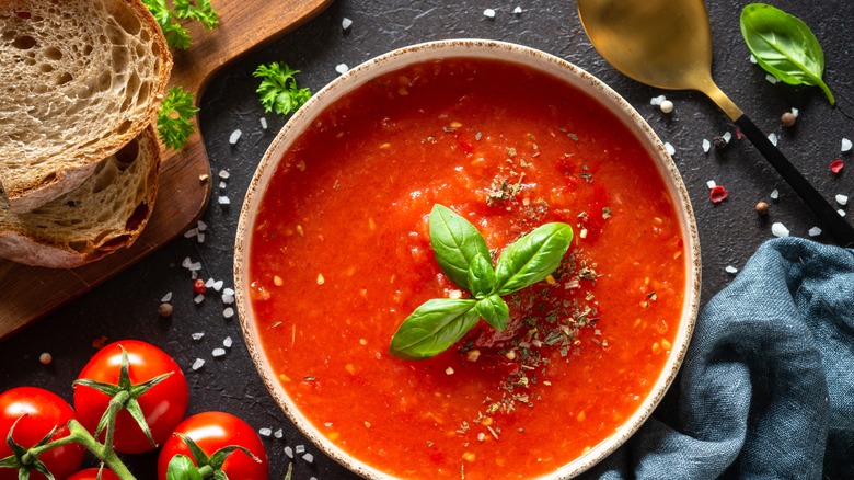 Tomato soup with a liquid consistency