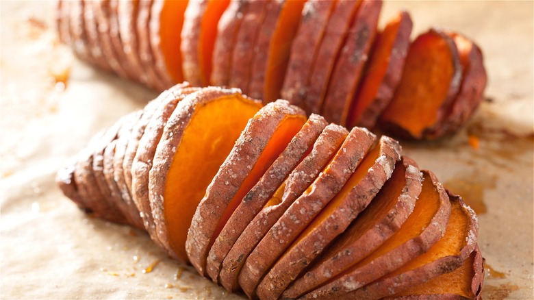 Baked hasselback sweet potatoes 