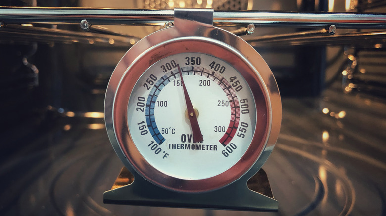 Thermometer in hot oven