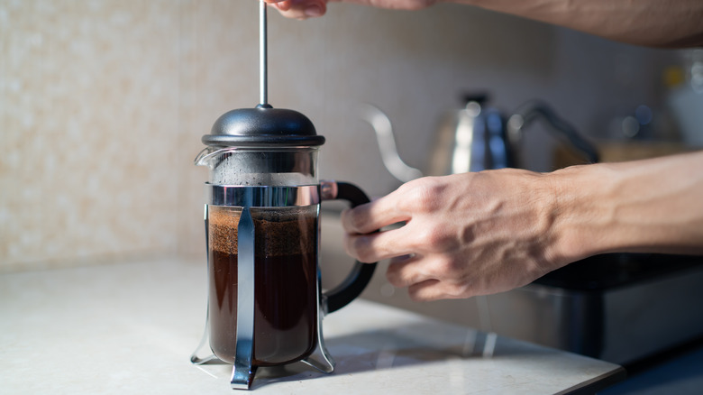 making coffee with french press