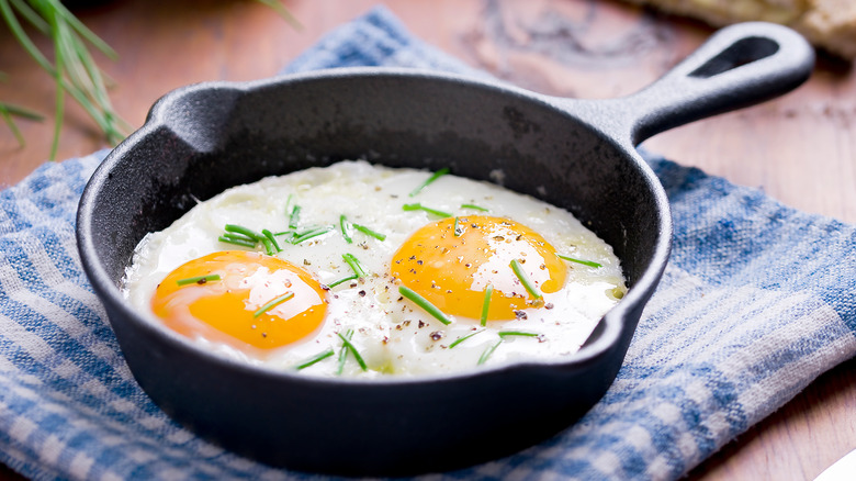 Two eggs in cast iron