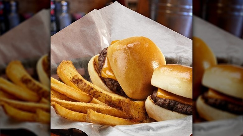 Kid's meal cheeseburger sliders with fries