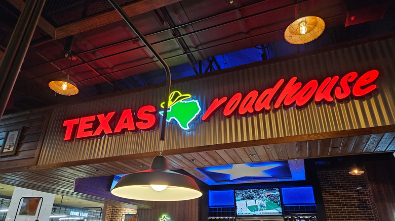 Interior neon sign at a Texas Roadhouse