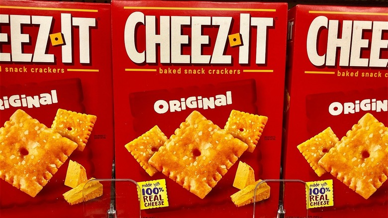 Cheez-It varieties on a store shelf 
