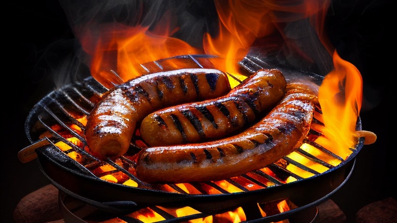 sausages on grill