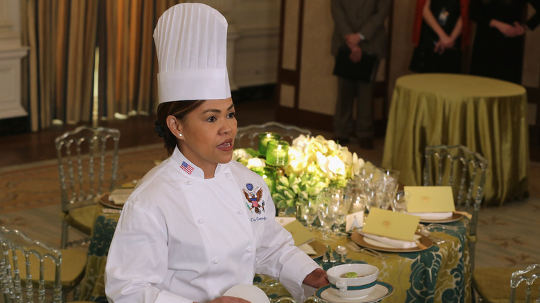 chef cristeta comerford serving soup
