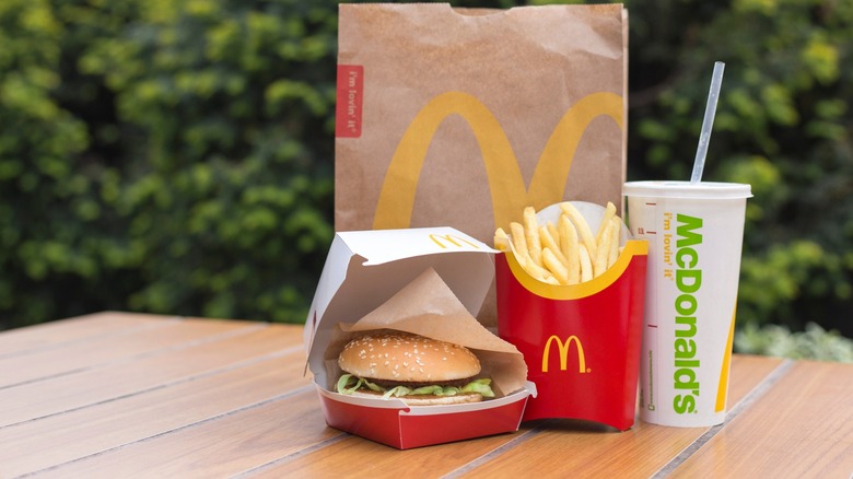McDonald's burger, fries, drink