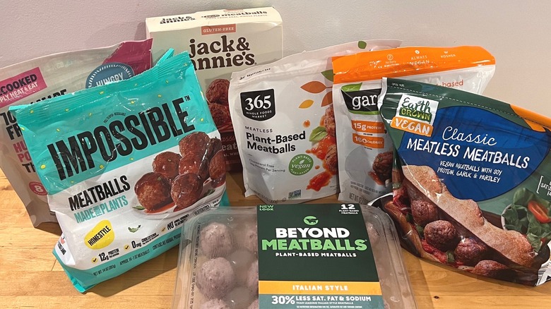 Bags of plant-based meatballs
