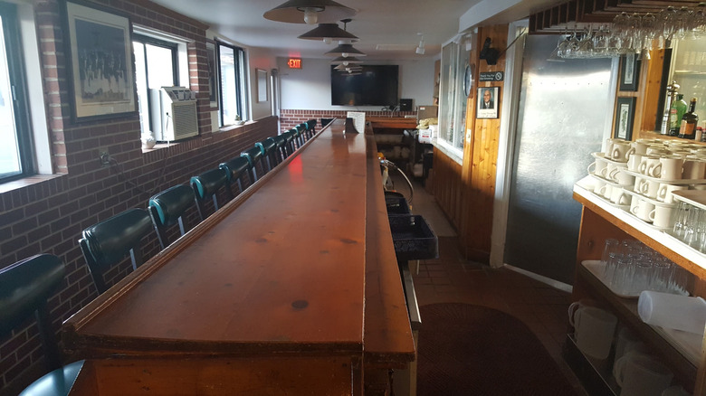 Stools at the counter inside Crystal Restaurant
