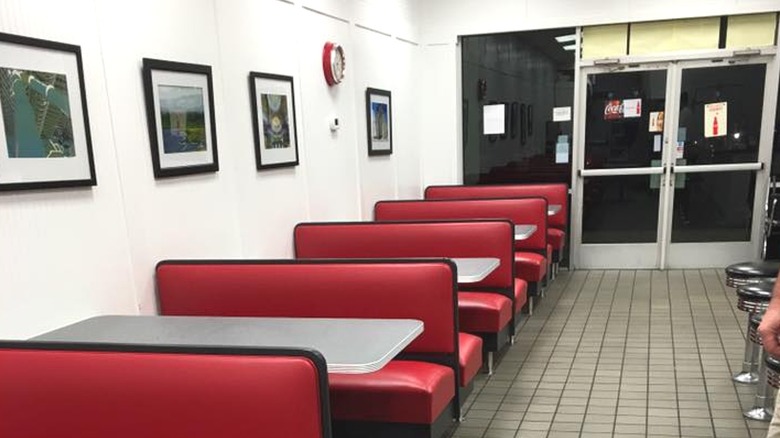 Nondescript booths inside Southern Coney and Breakfast
