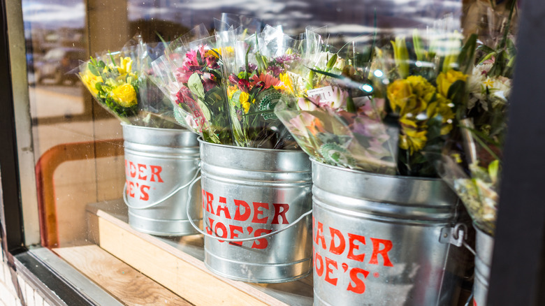 trader joe's pails of flower bouquets 