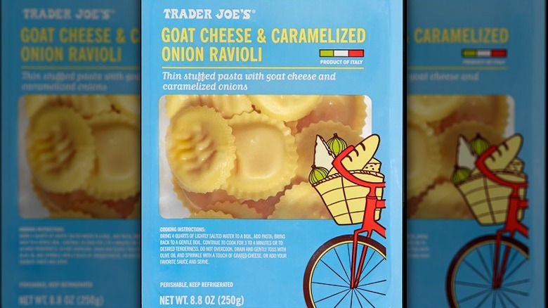 Package of goat cheese and caramelized onion ravioli from Trader Joe's