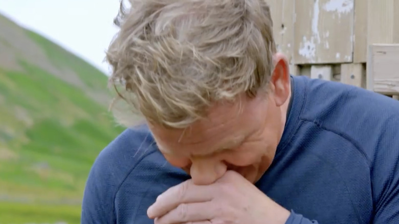 Gordon Ramsay with his head down
