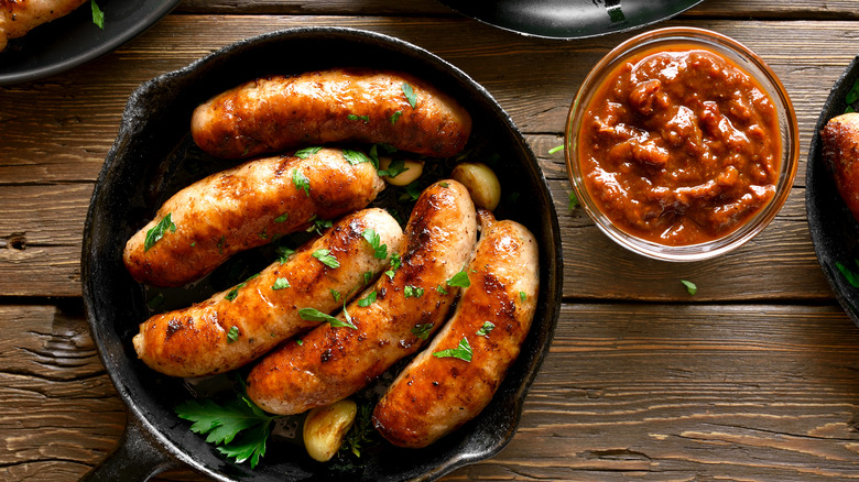 Sausages in a skillet