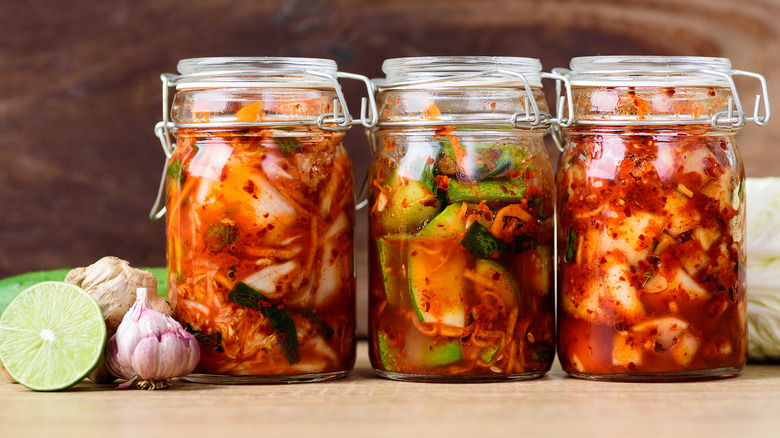 Three jars of kimchi