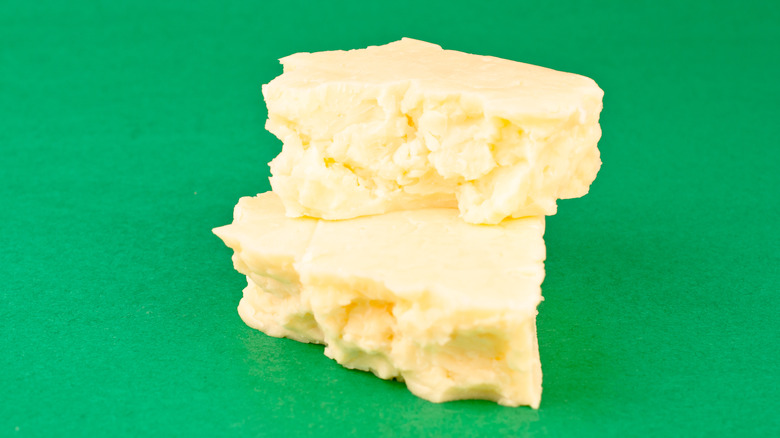 Rustic Monterey Jack cheese halved