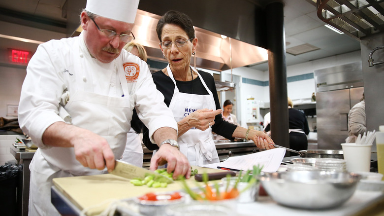 Chef cutting mise en place