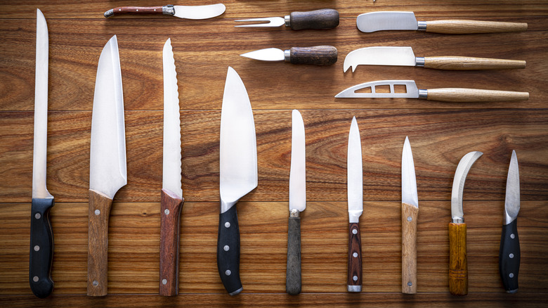 Assortment of carbon kitchen knives