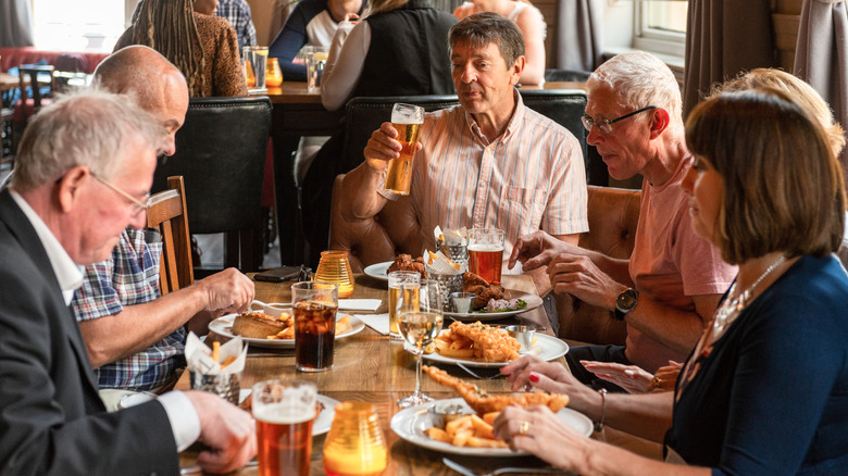 People eating dinner at restaurant