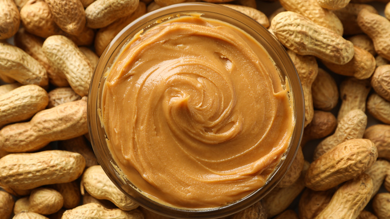 peanut butter on peanut background