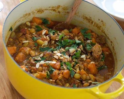 Chicken Tagine with Sweet Potatoes and Golden Raisins