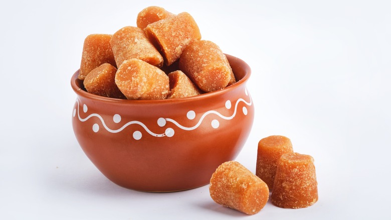 blocks of jaggery in bowl