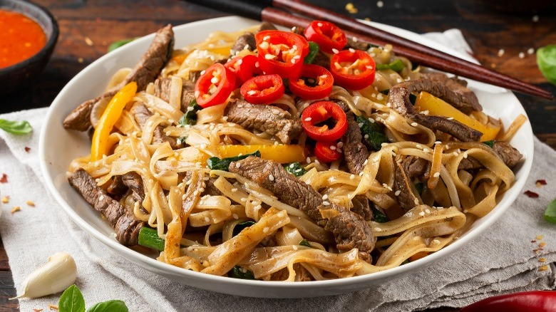 Beef Chow Fun in bowl