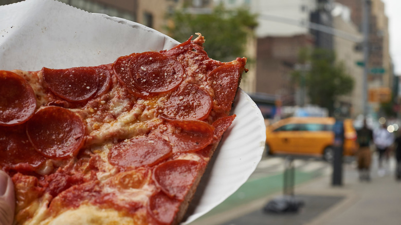 Pizza slice in New York City