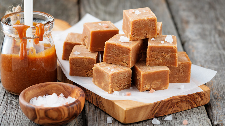 Butterscotch candy on a board