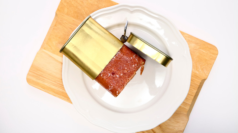 canned corned beef on plate