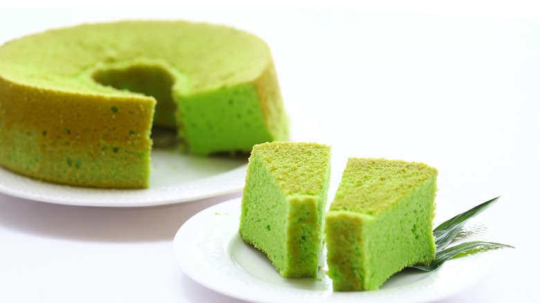Pandan cake on plate